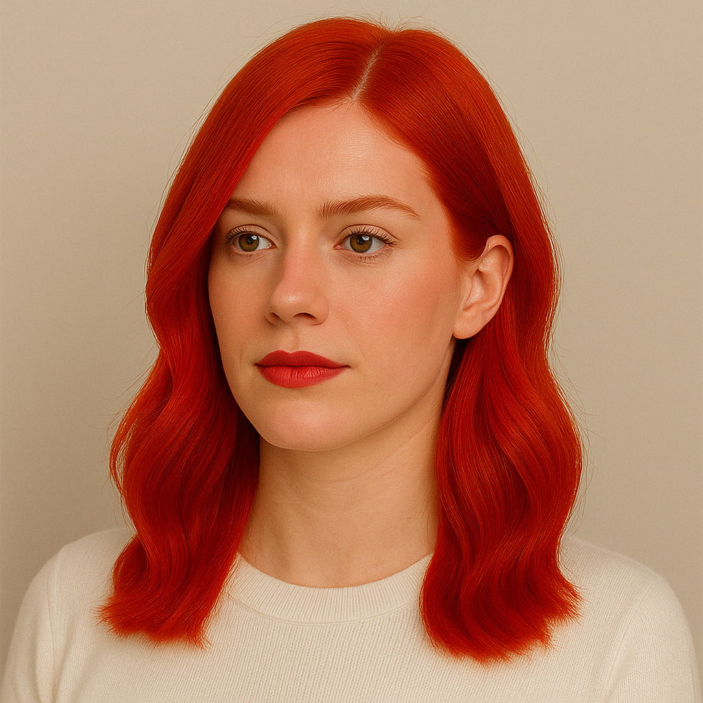Haarfarbe Fiery Red Generiertes Bild von einer Frau mit Fiery Red Haarfarbe
