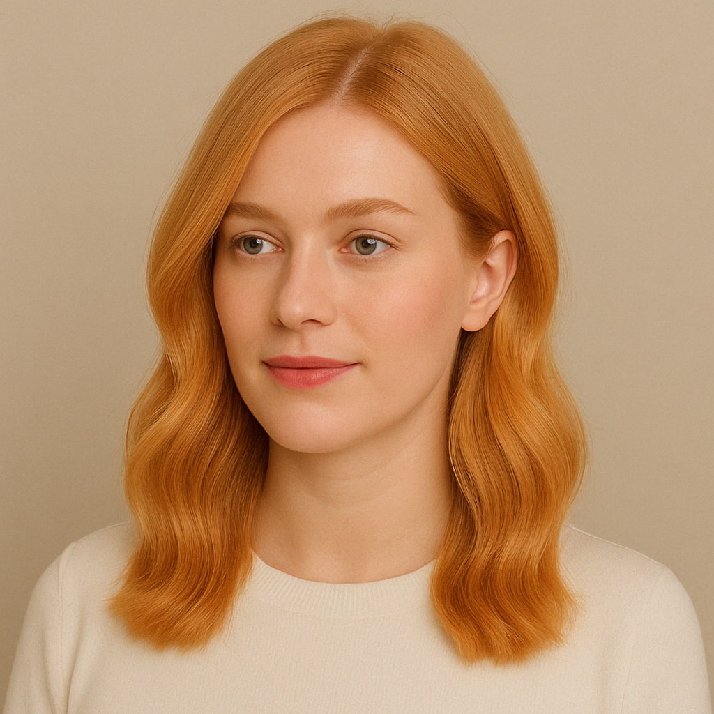Strawberry Blond Haarfarbe Generiertes Bild von einer Frau mit Strawberry Blond Haarfarbe