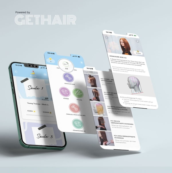 Unterschiedliche Screens der GETHAIR App