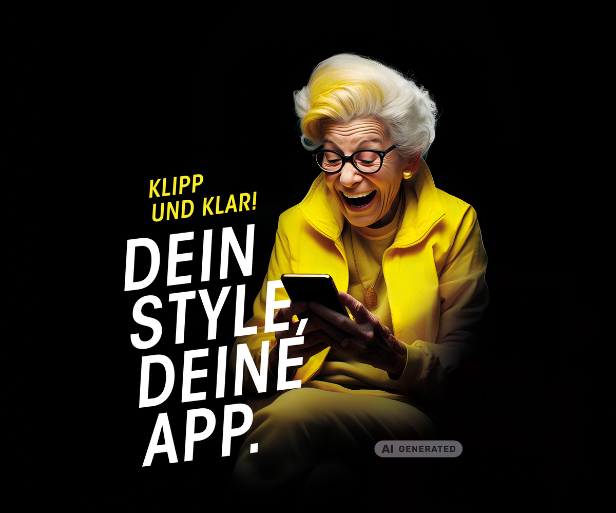 KLIPP Bonusclub Lachende ältere Frau mit Handy